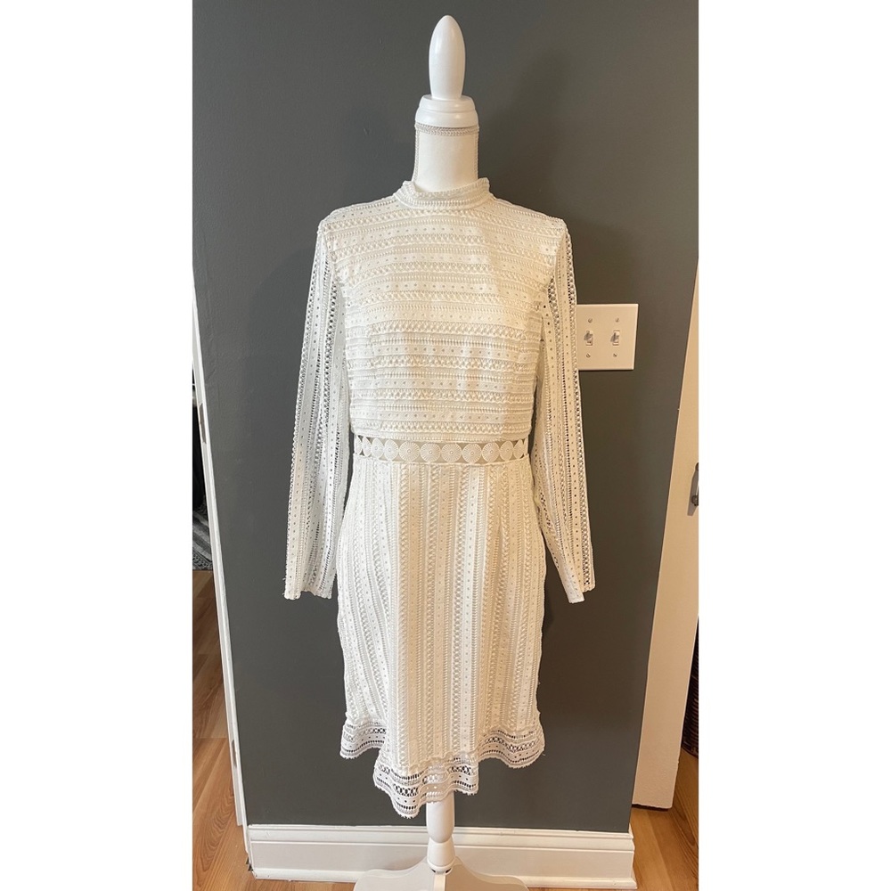 White High Neck Bardot Dress